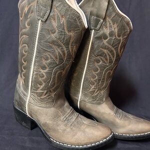 Old West Cream Leather Western Boots